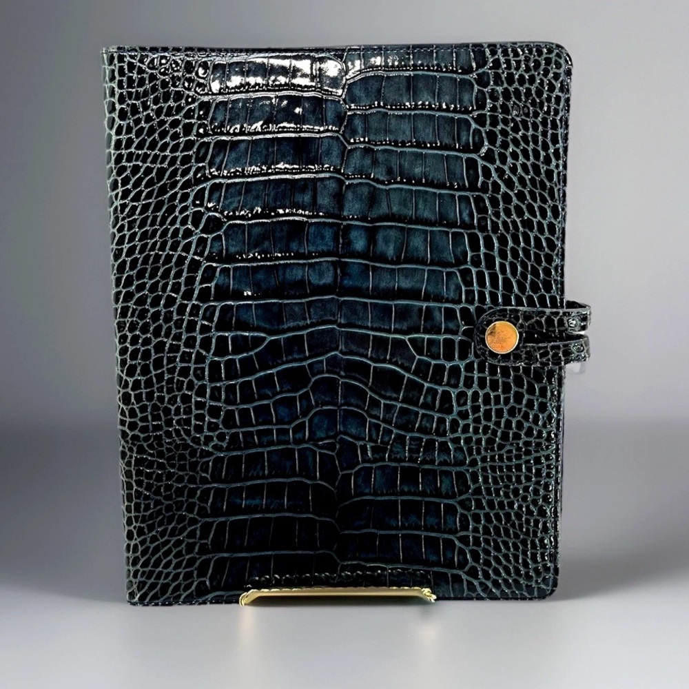Abas Levenger IPad Case Blue Alligator Embossed Genuine Calfskin Leather RARE